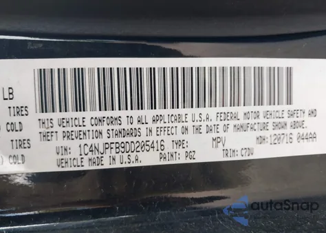 2013 Jeep Patriot Latitude из США, поврежденный, VIN 1C4NJPFB9DD205416